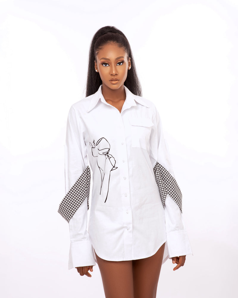 Maya long sleeve button down white shirt dress - Mowolaa African Clothing