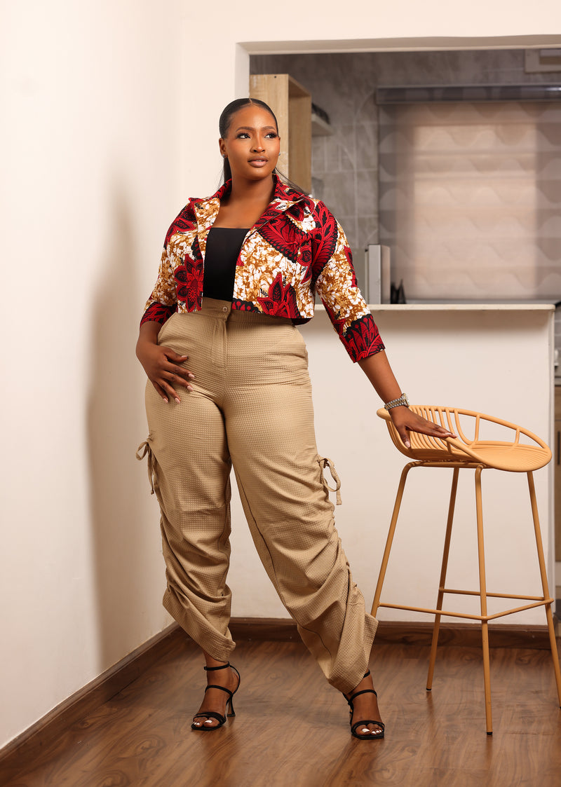 Oreoluwa three quarter sleeves African print short jacket - Mowolaa African Clothing